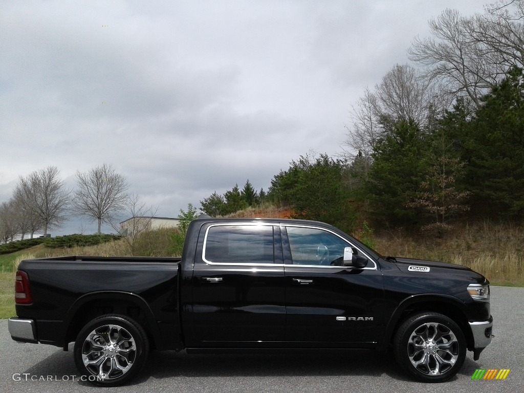 2020 1500 Longhorn Crew Cab 4x4 - Diamond Black Crystal Pearl / New Saddle/Black photo #6