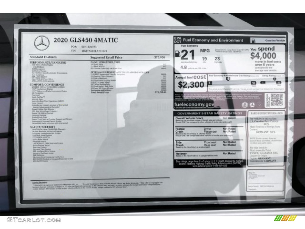 2020 Mercedes-Benz GLS 450 4Matic Window Sticker Photo #137738682