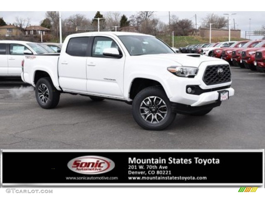 2020 Tacoma TRD Sport Double Cab 4x4 - Super White / TRD Cement/Black photo #1