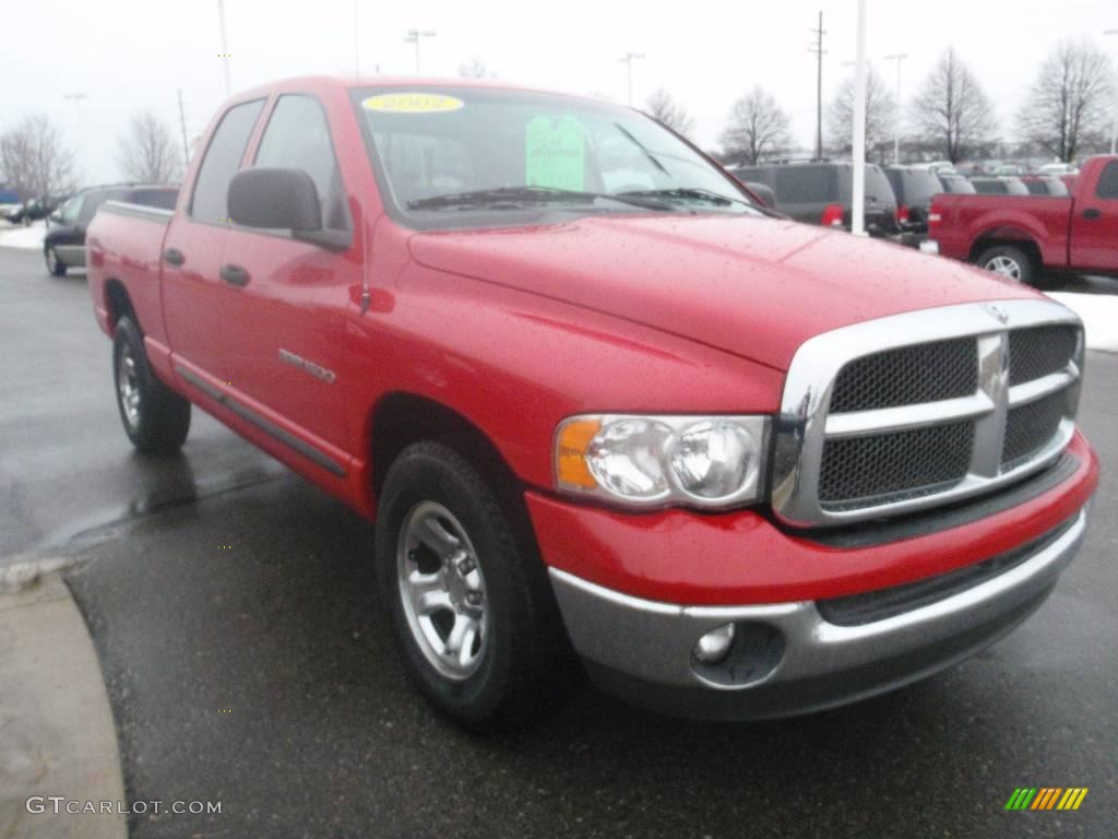 2002 Ram 1500 ST Quad Cab - Flame Red / Taupe photo #7