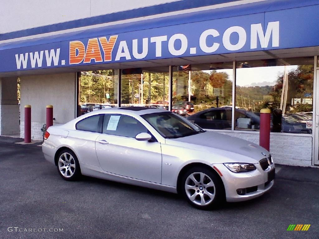 2007 3 Series 328xi Coupe - Titanium Silver Metallic / Coral Red/Black photo #1