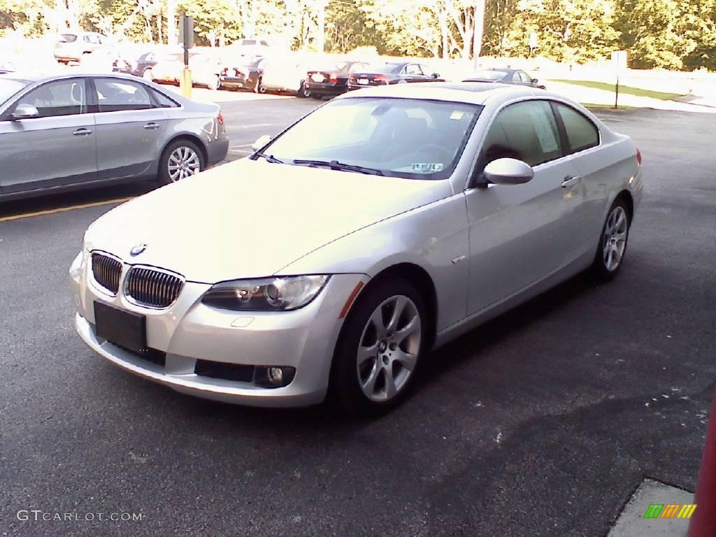 2007 3 Series 328xi Coupe - Titanium Silver Metallic / Coral Red/Black photo #4