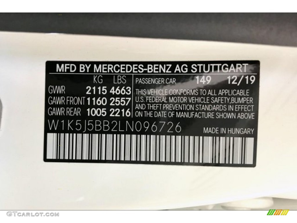 2020 Mercedes-Benz CLA AMG 35 Coupe Color Code Photos
