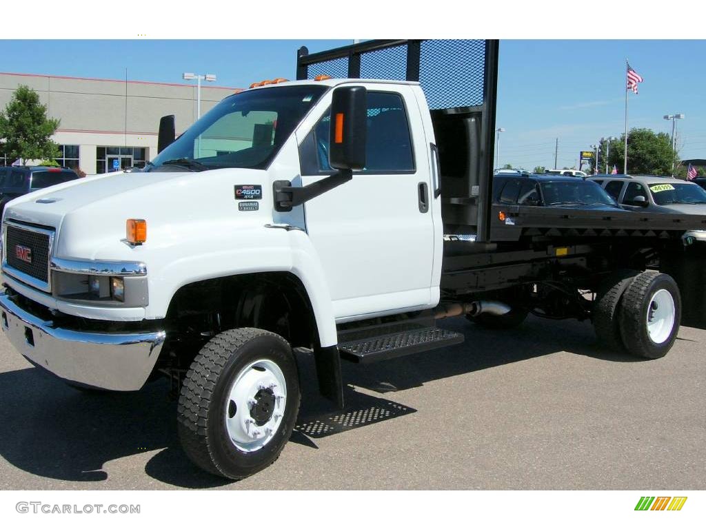 2008 C Series Topkick C4500 Regular Cab 4x4 Chassis Stake Truck - Summit White / Pewter photo #3