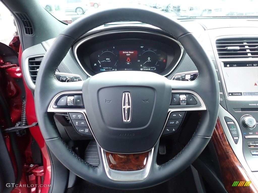 2019 Lincoln Nautilus Reserve AWD Ebony Steering Wheel Photo #138183186