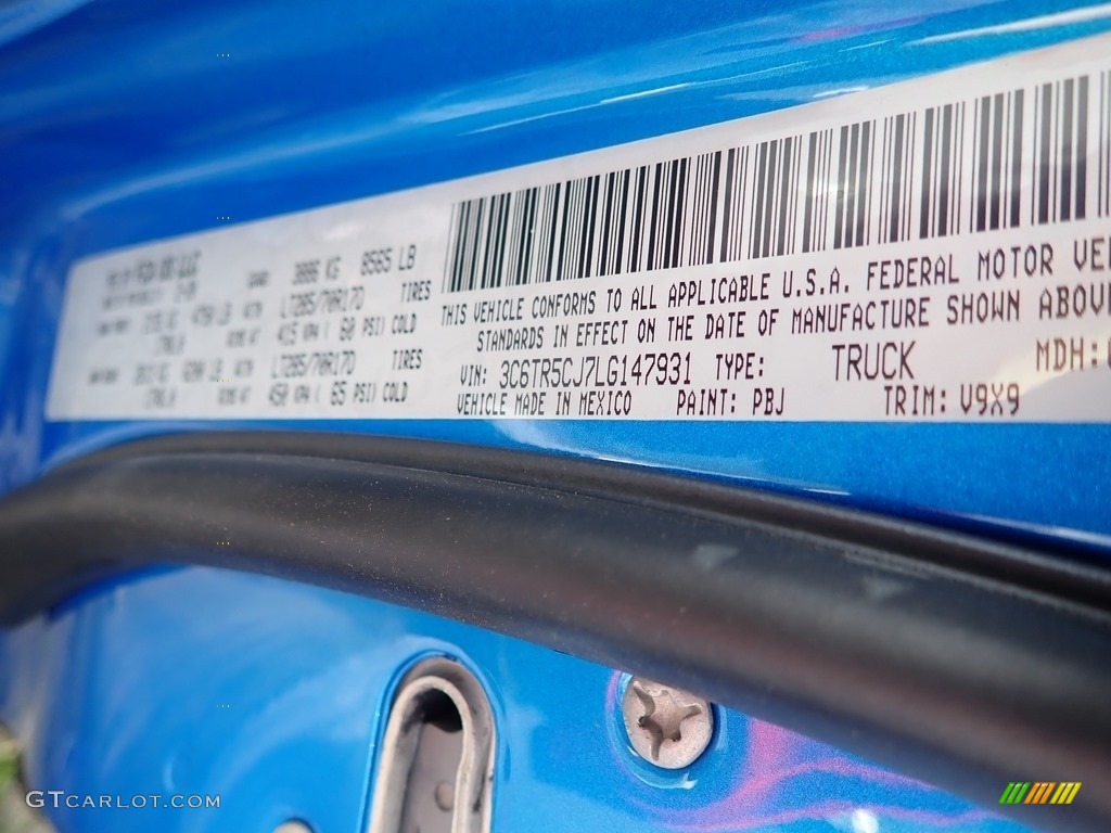 2020 2500 Color Code PBJ for Hydro Blue Pearl Photo #138189285