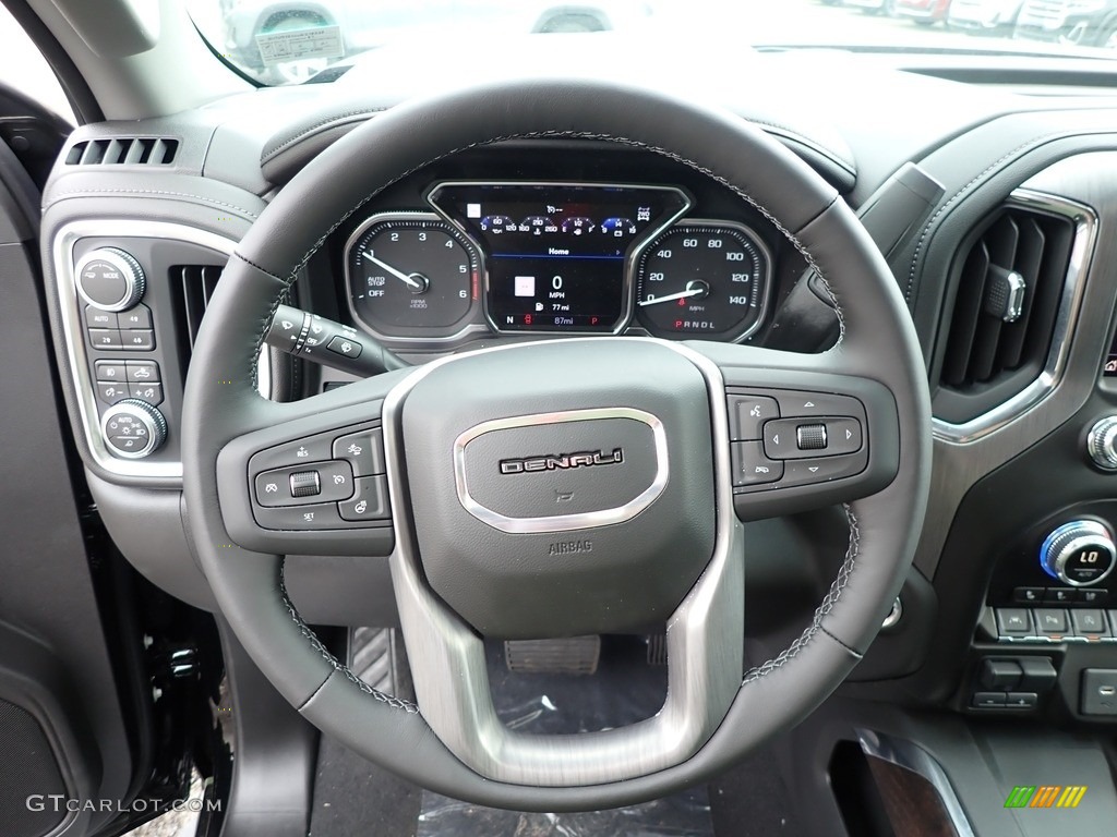 2020 GMC Sierra 1500 Denali Crew Cab 4WD Jet Black Steering Wheel Photo #138192081