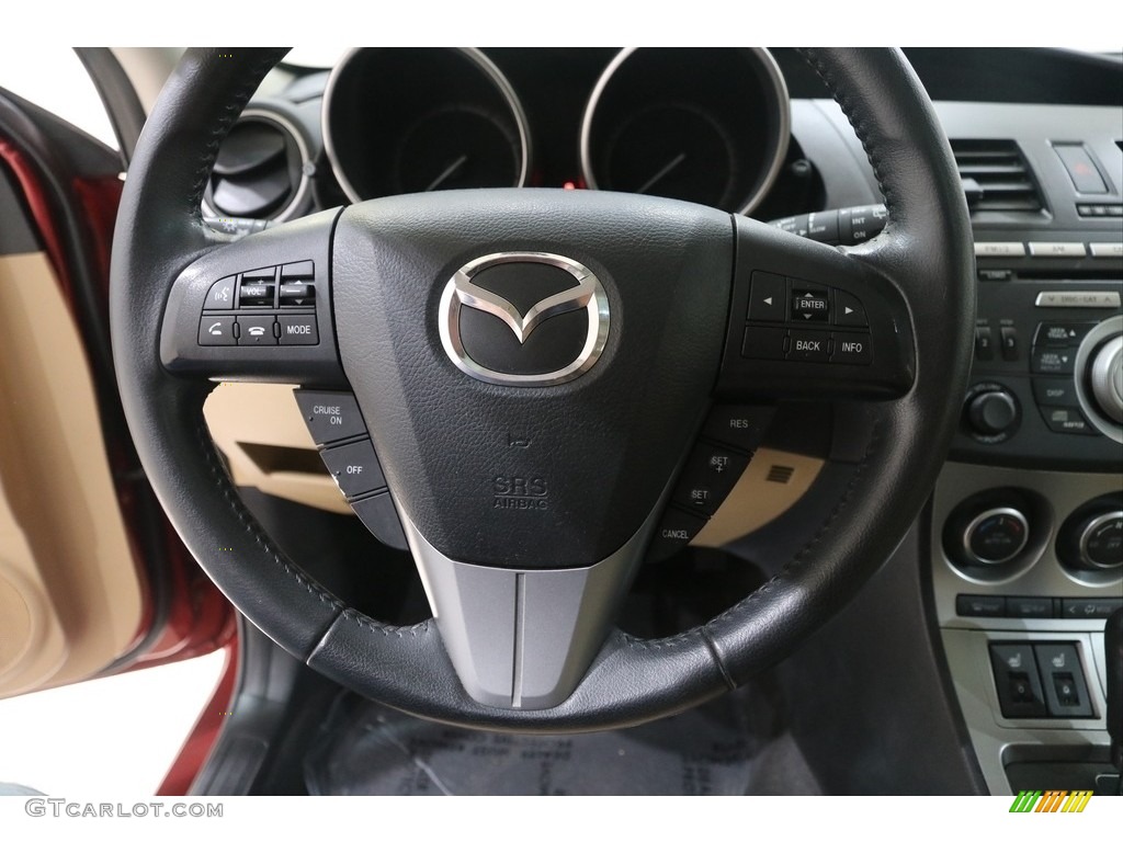 2011 Mazda MAZDA3 s Grand Touring 5 Door Dune Beige Steering Wheel Photo #138194211