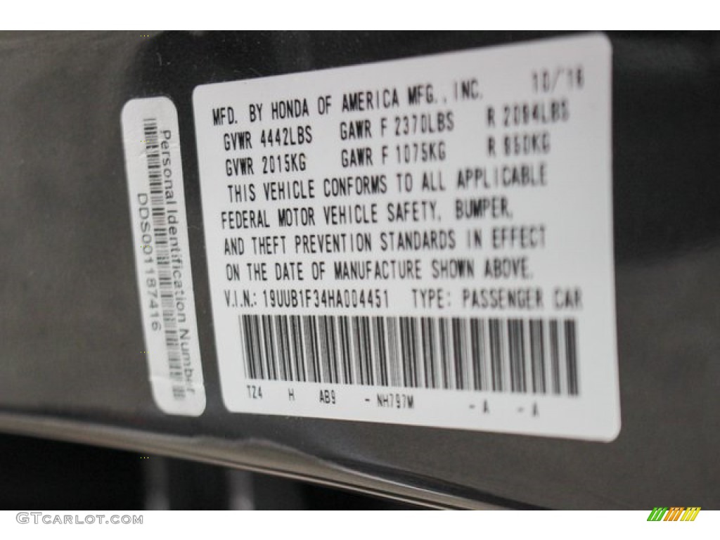 2017 TLX Color Code NH797M for Modern Steel Metallic Photo #138194964