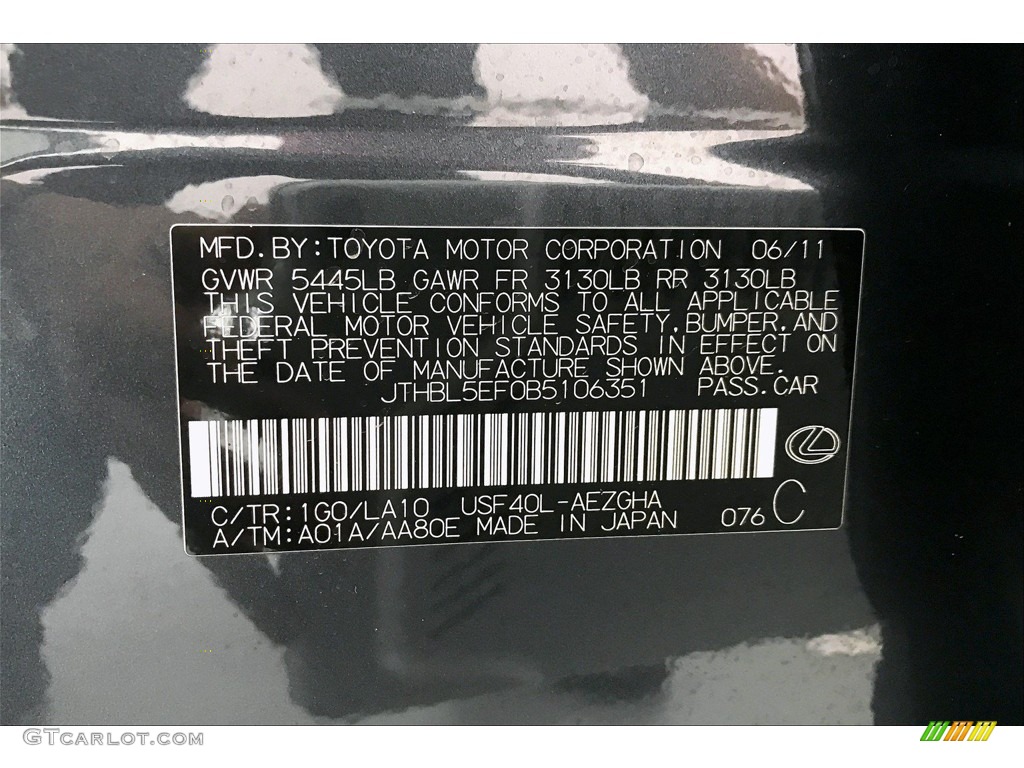 2011 Lexus LS 460 Color Code Photos