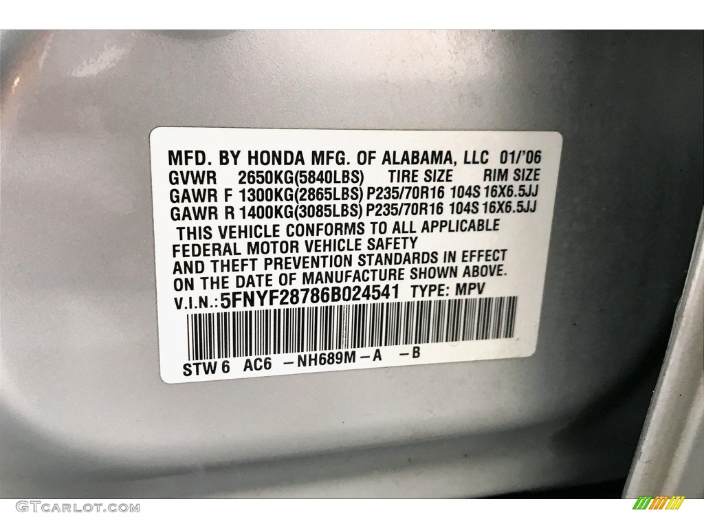 2006 Pilot EX-L - Billet Silver Metallic / Gray photo #24