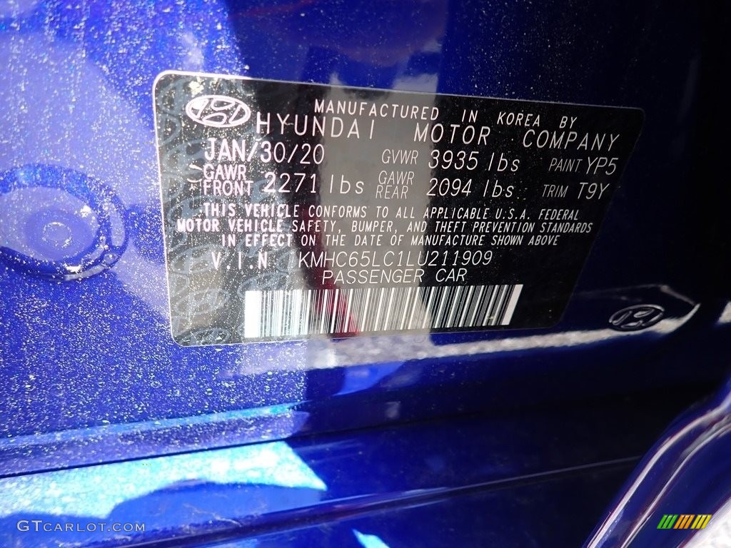2020 Ioniq Hybrid Blue - Intense Blue / Black photo #13