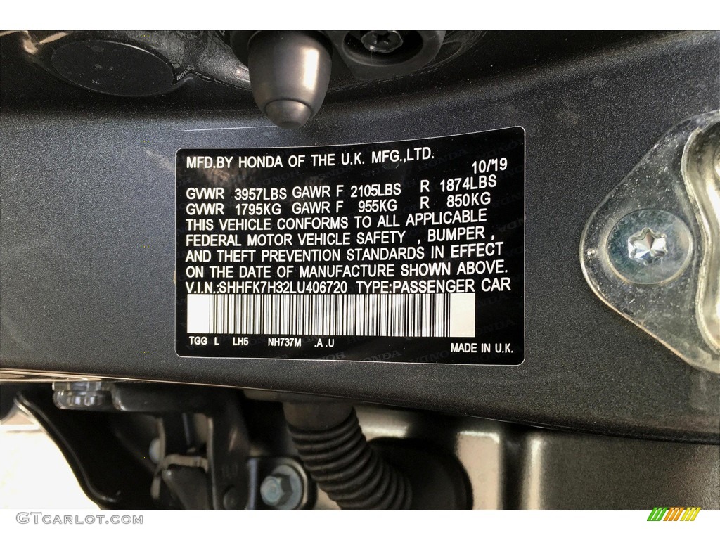 2020 Civic LX Hatchback - Polished Metal Metallic / Black photo #31