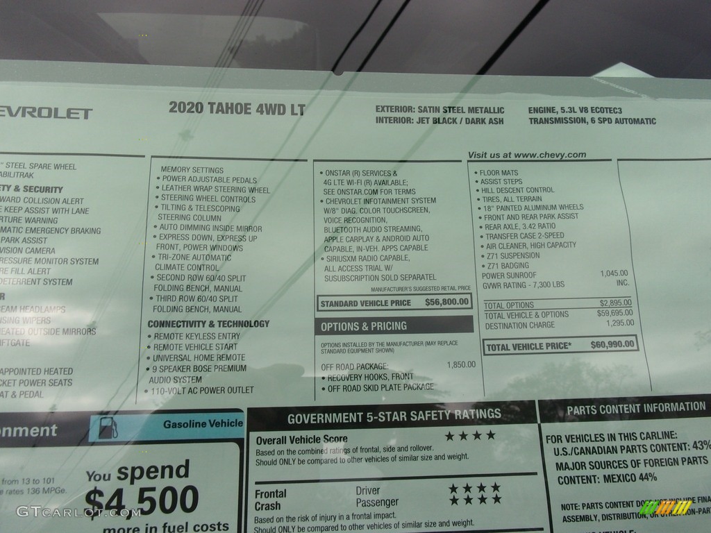 2020 Tahoe LT 4WD - Satin Steel Metallic / Dark Ash/Jet Black photo #36