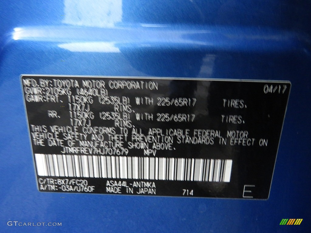 2017 RAV4 XLE - Electric Storm Metallic / Black photo #33