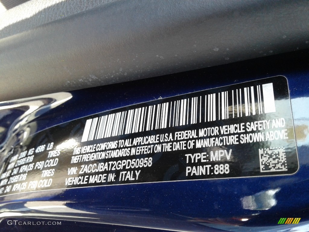 2016 Renegade Color Code 888 for Jetset Blue Photo #138236143
