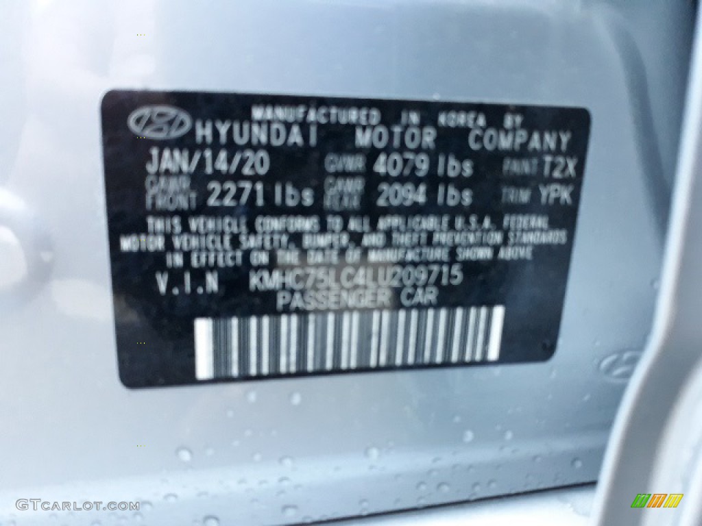 2020 Hyundai Ioniq Hybrid SE Color Code Photos