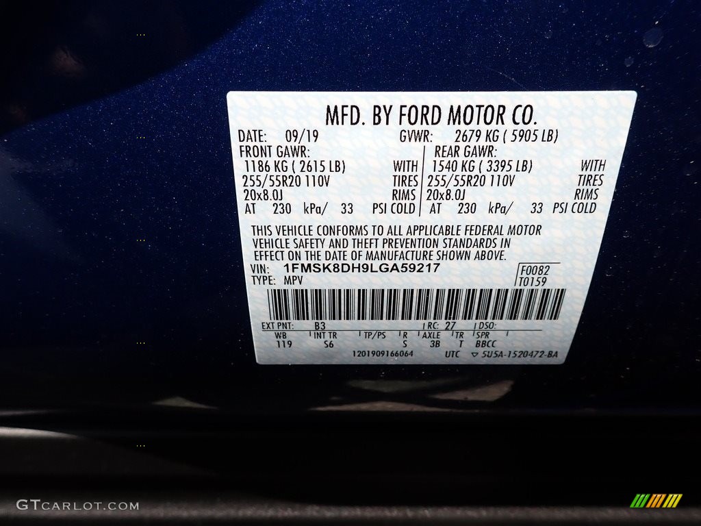2020 Explorer XLT 4WD - Atlas Blue Metallic / Ebony photo #15