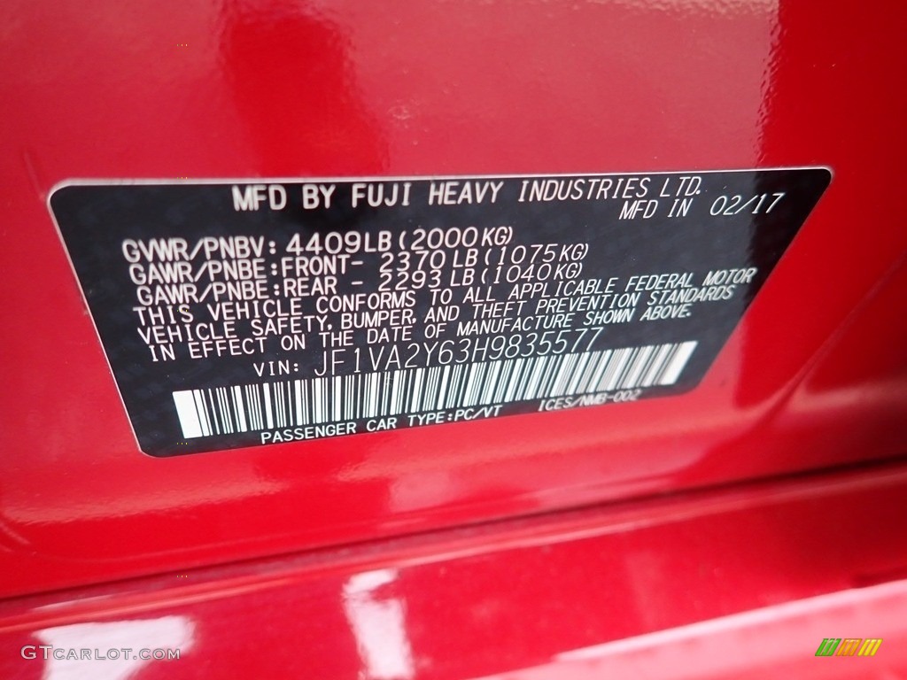 2017 WRX STI Limited - Pure Red / Carbon Black photo #23