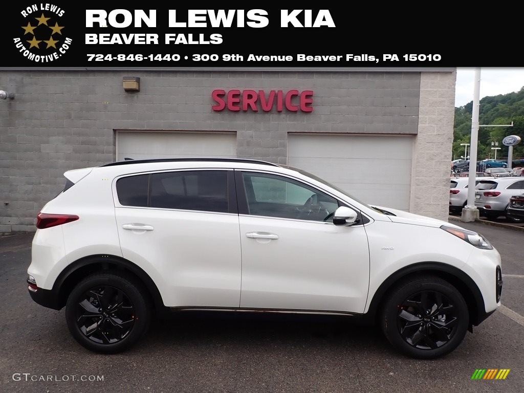 2020 Sportage S AWD - Snow White Pearl / Black photo #1