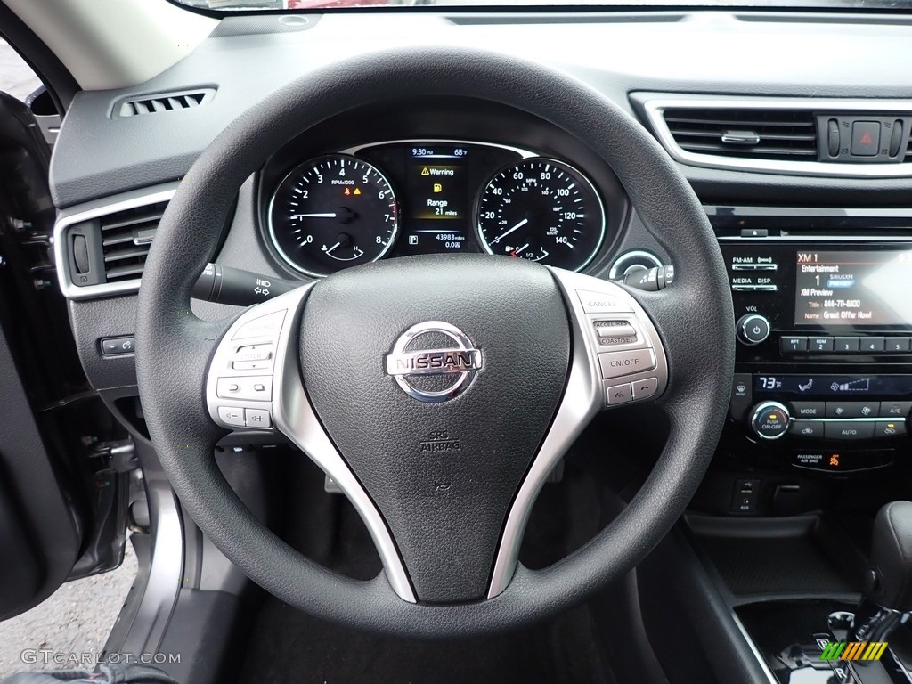 2016 Nissan Rogue SV Charcoal Steering Wheel Photo #138256563