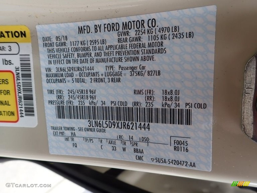 2018 MKZ Color Code HA for Ivory Pearl Photo #138258846