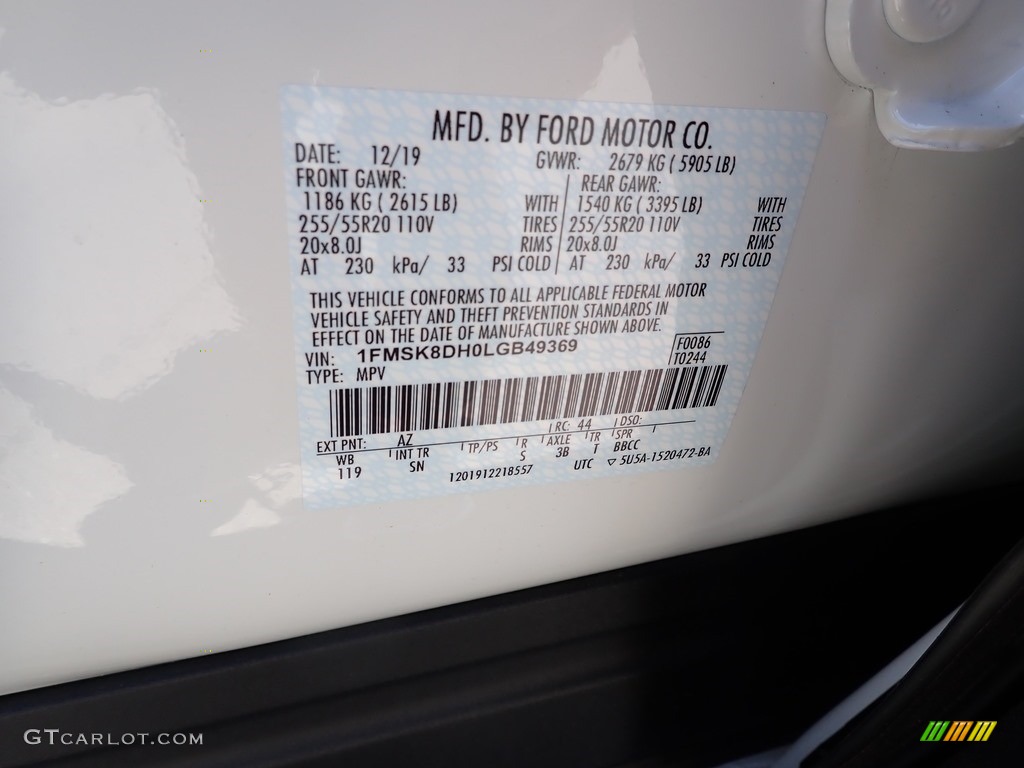 2020 Explorer XLT 4WD - Star White Metallic Tri-Coat / Sandstone photo #12