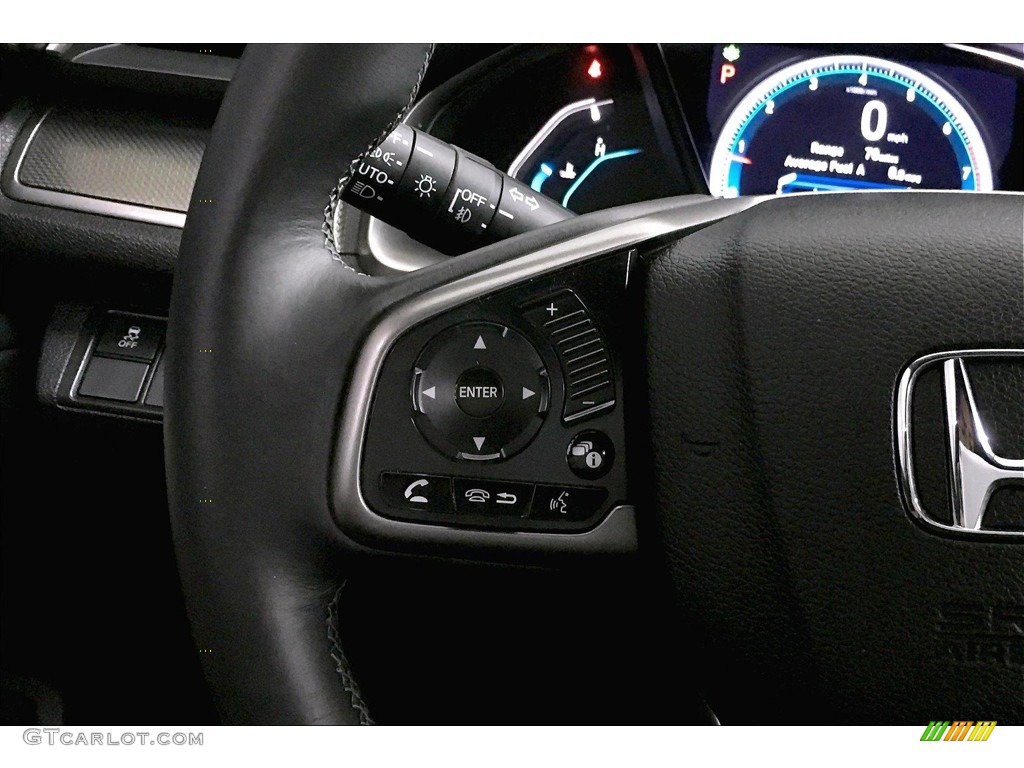 2018 Honda Civic EX-L Navi Hatchback Black/Ivory Steering Wheel Photo #138286254