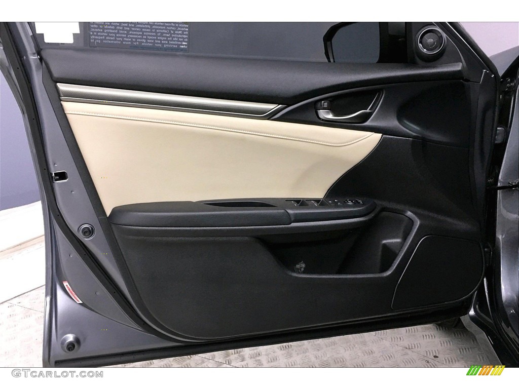 2018 Honda Civic EX-L Navi Hatchback Black/Ivory Door Panel Photo #138286401