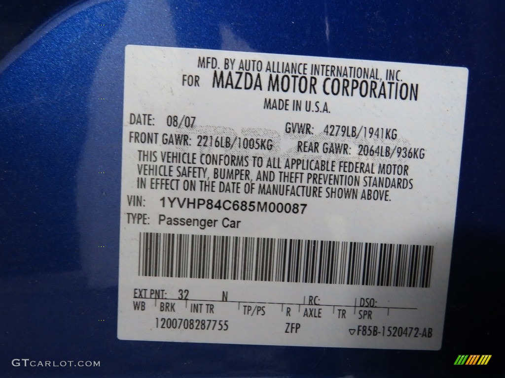 2008 MAZDA6 i Sport Hatchback - Bright Island Blue / Black photo #22