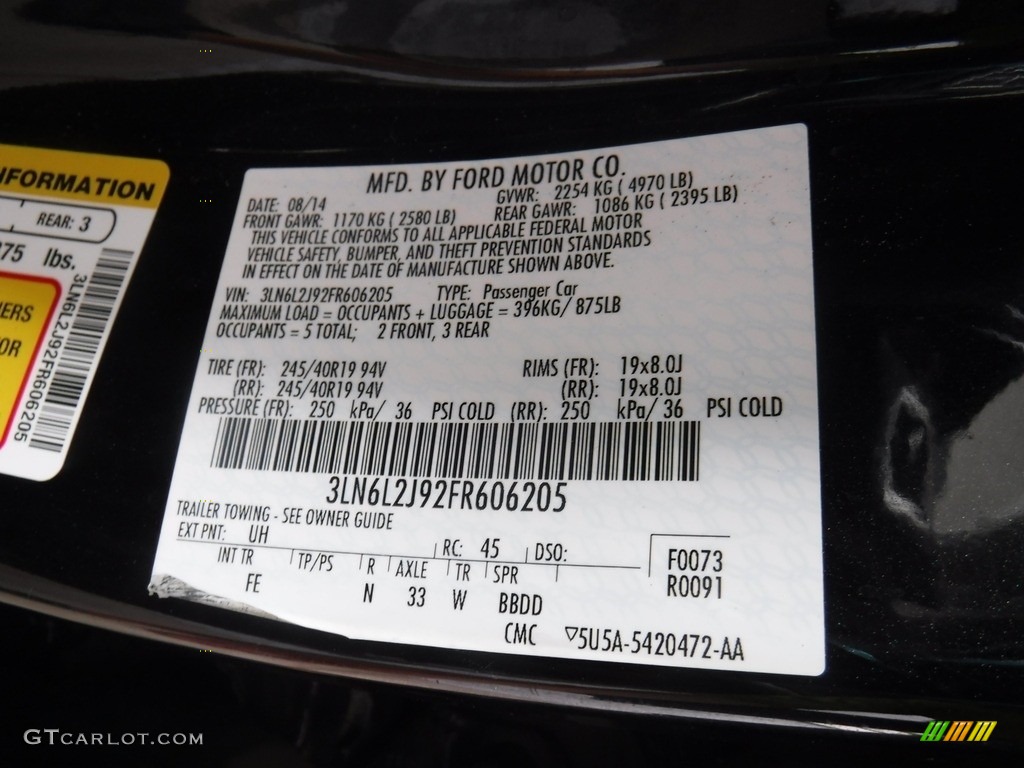 2015 MKZ Color Code UH for Tuxedo Black Photo #138293853