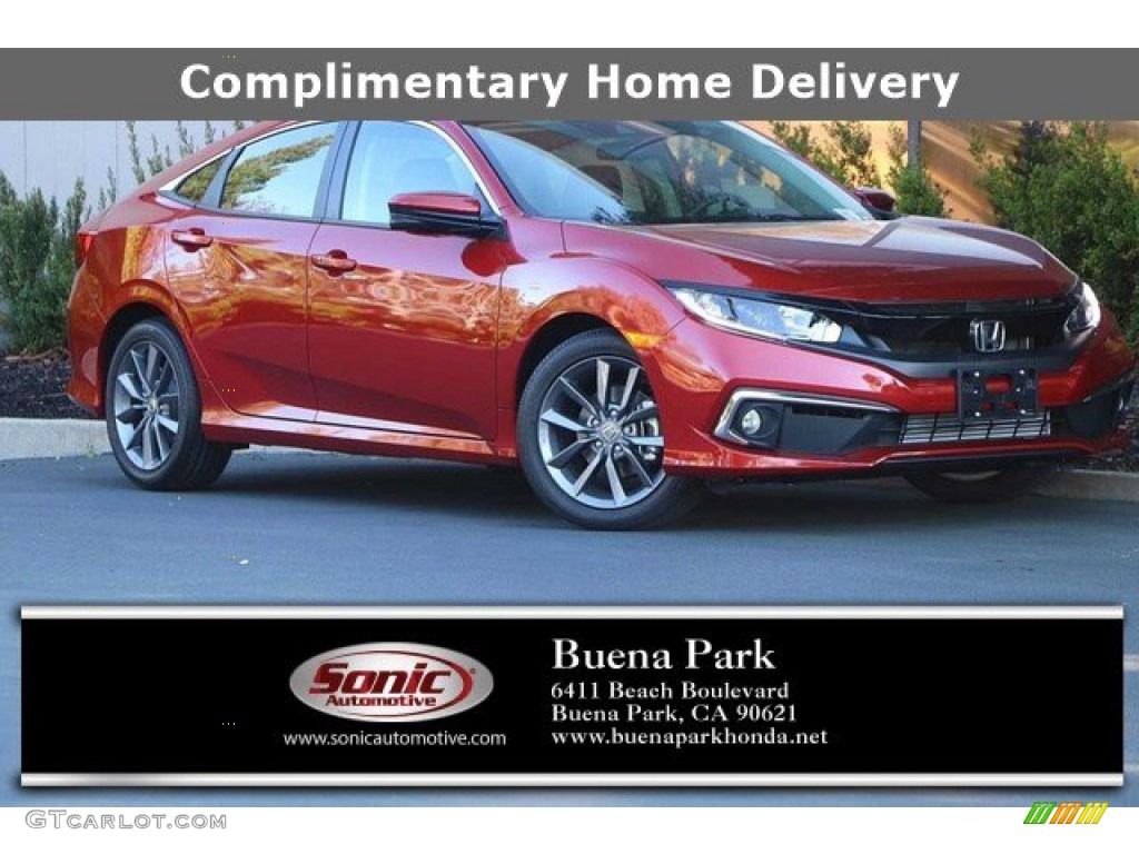 2020 Civic EX Sedan - Molten Lava Pearl / Black photo #1