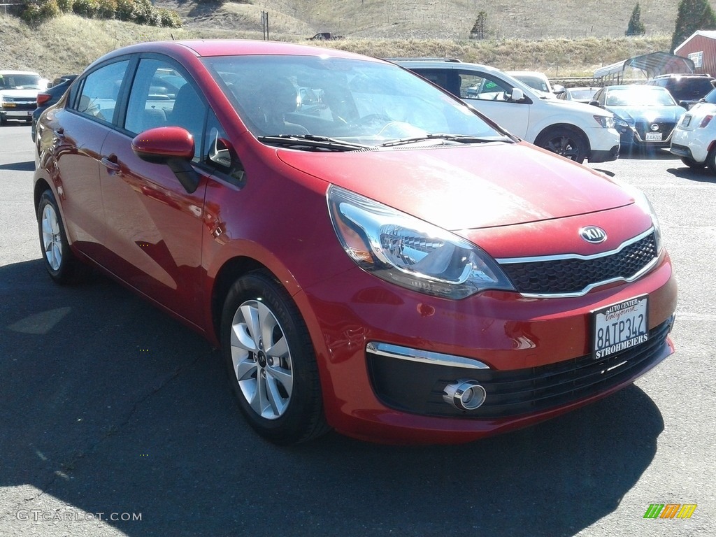 2017 Rio EX Sedan - Signal Red / Black photo #1