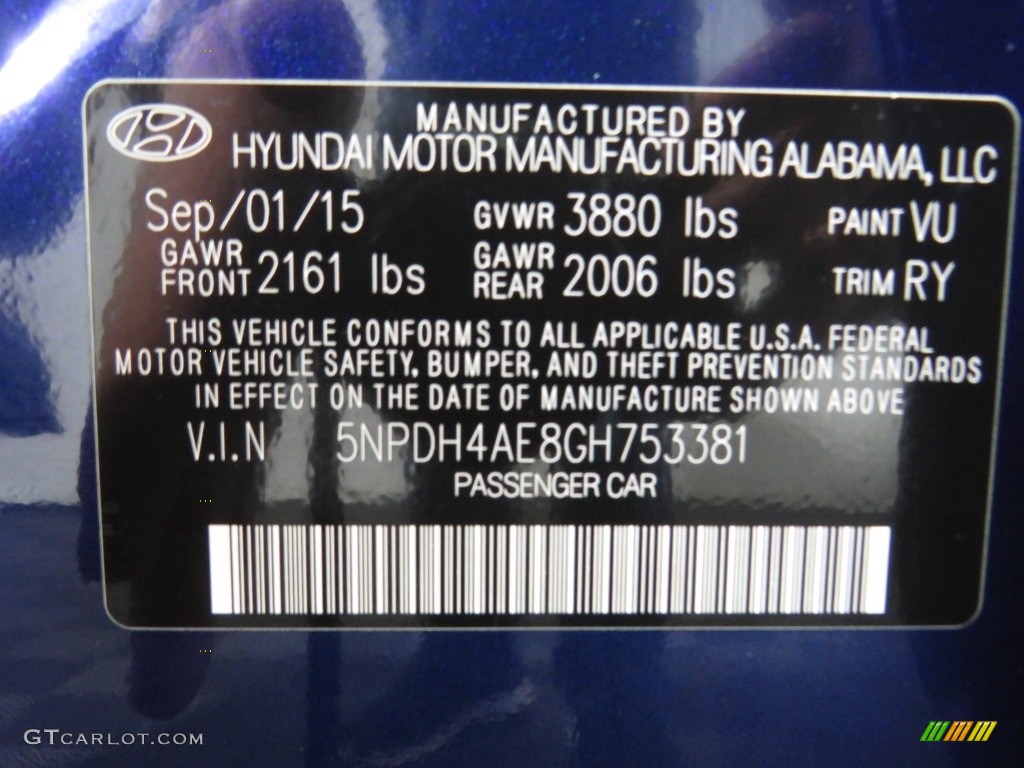 2016 Elantra Value Edition - Blue / Black photo #32