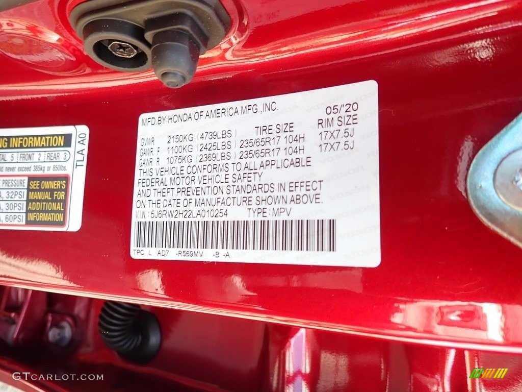 2020 CR-V LX AWD - Radiant Red Metallic / Gray photo #13