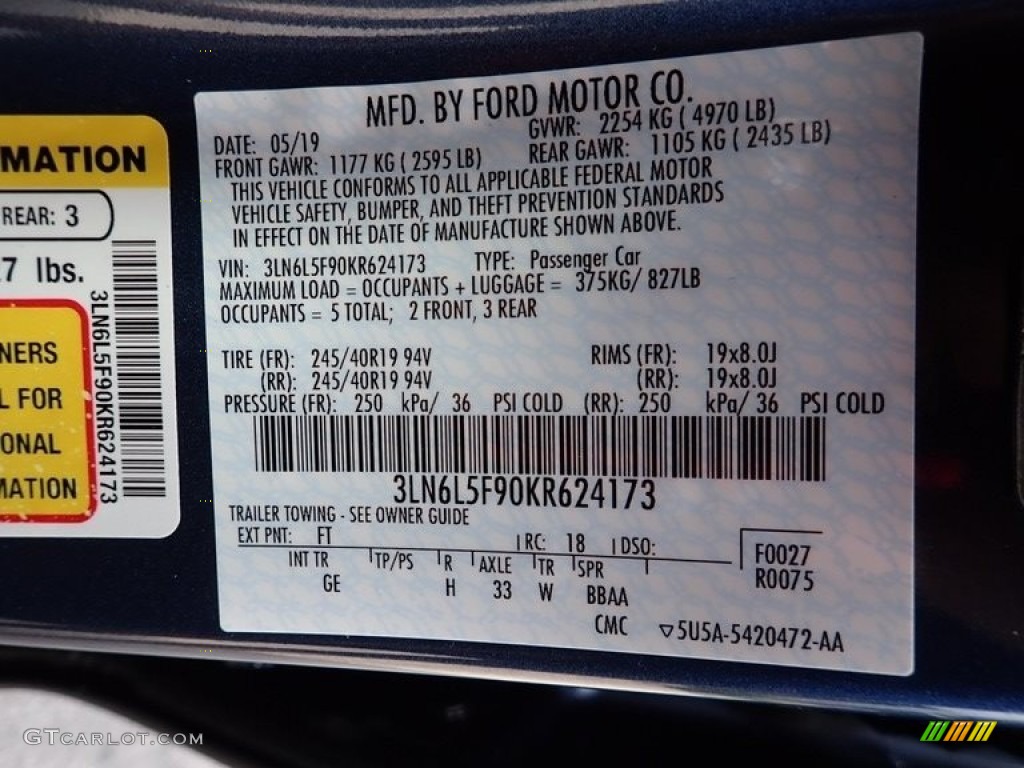 2019 MKZ Color Code FT for Blue Diamond Photo #138317797