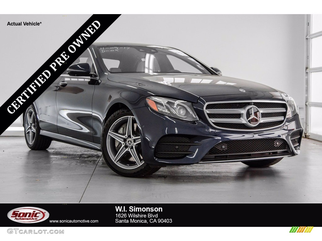 2018 E 300 Sedan - Lunar Blue Metallic / Macchiato Beige/Black photo #1