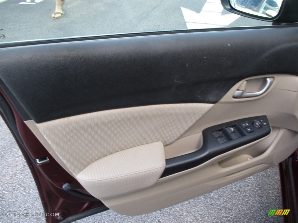 2014 Civic LX Sedan - Crimson Pearl / Beige photo #10