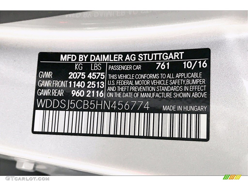 2017 CLA Color Code 761 for Polar Silver Metallic Photo #138333887