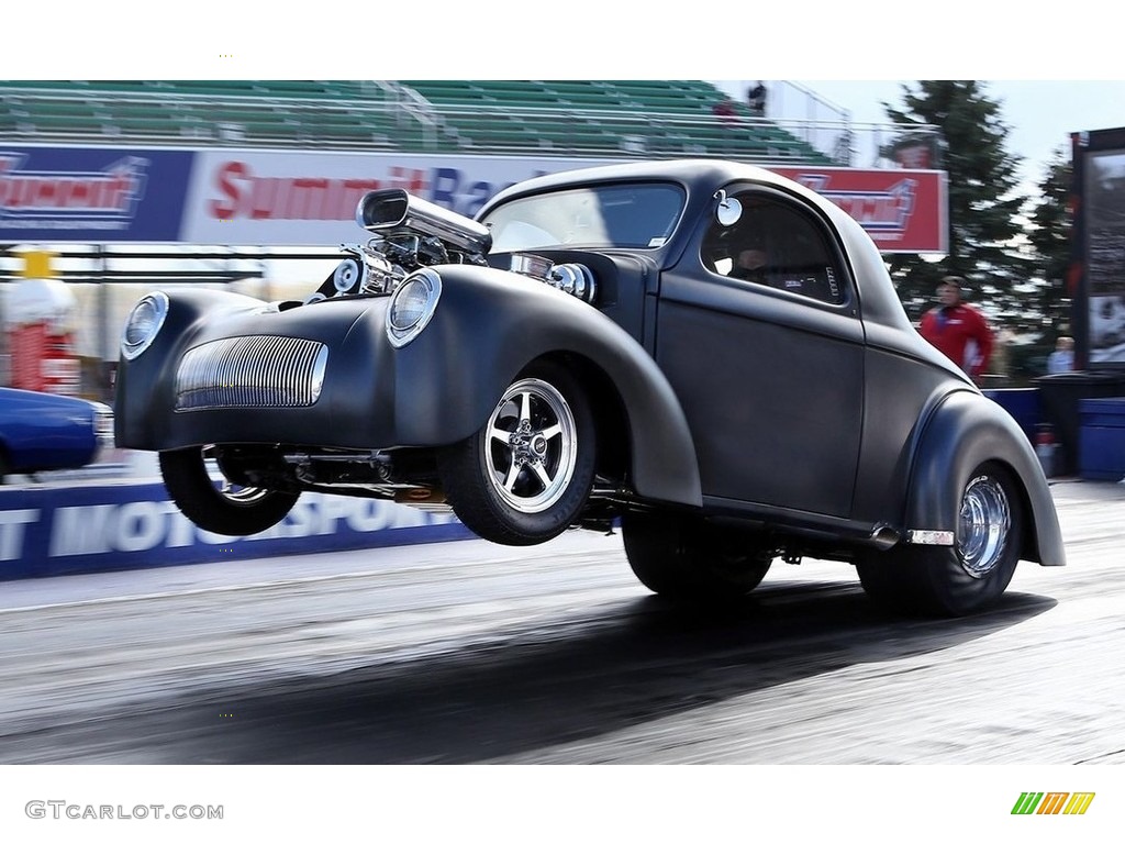 Matte Black 1941 Willys 441 Coupe Custom Street Rod Exterior Photo #138337263