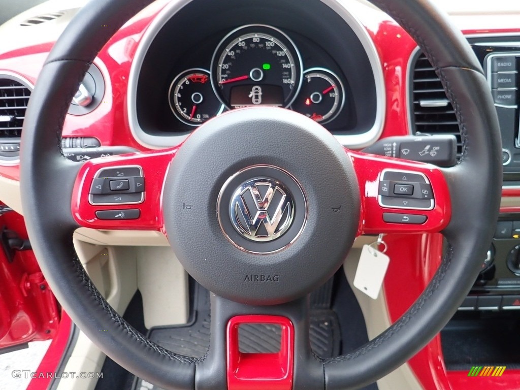 2019 Volkswagen Beetle S Black/Beige Steering Wheel Photo #138342204