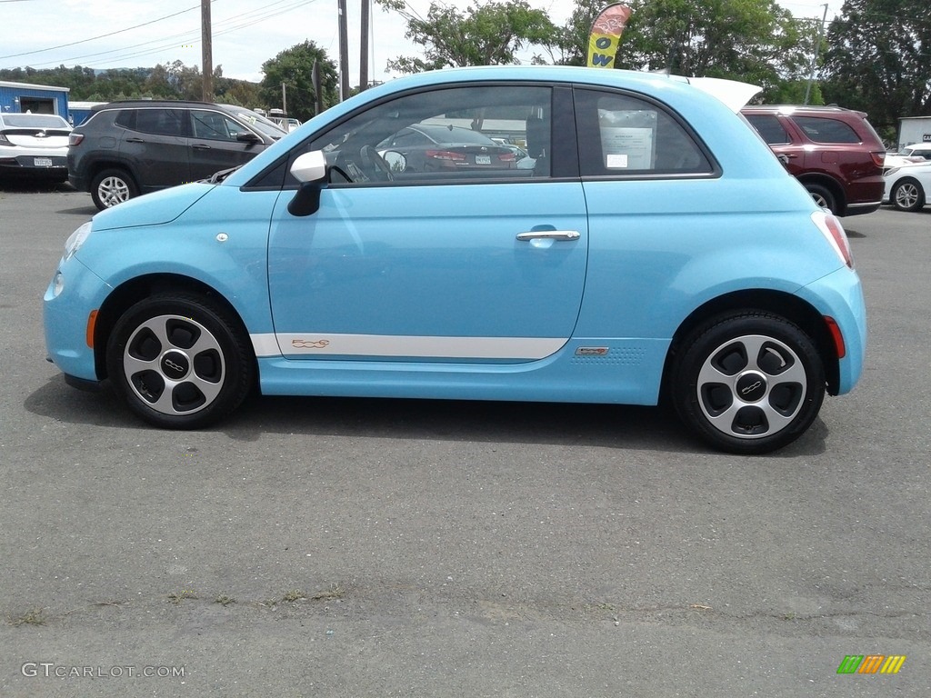 Celeste Blu (Light Blue) 2017 Fiat 500e All Electric Exterior Photo #138343398