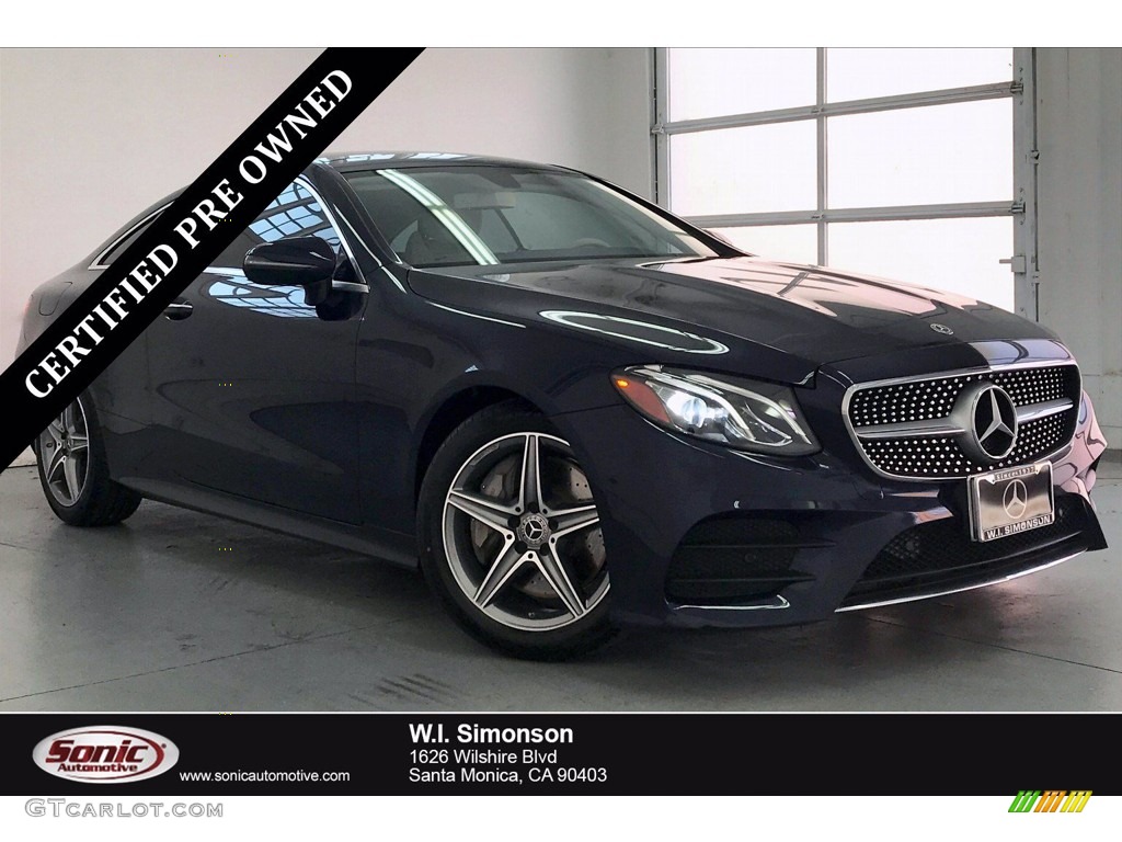2018 E 400 Coupe - Lunar Blue Metallic / Macchiato Beige/Black photo #1