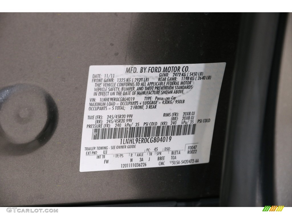 2012 MKS AWD - Sterling Gray Metallic / Charcoal Black photo #19