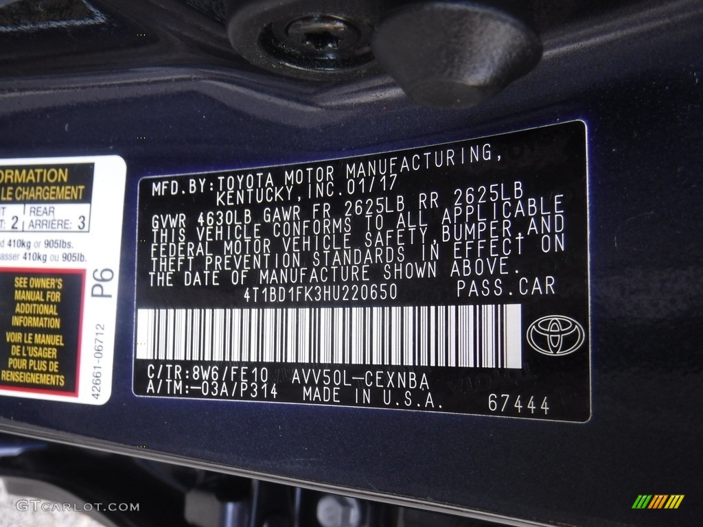 2017 Camry Hybrid LE - Parisian Night Pearl / Ash photo #27