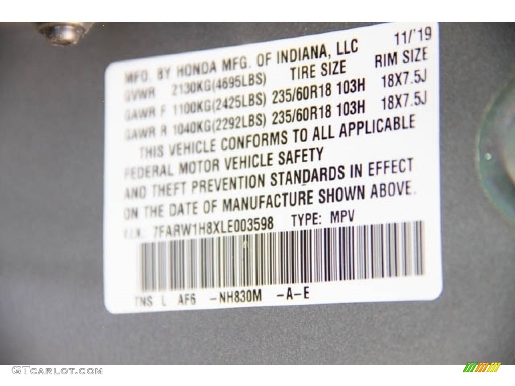 2020 CR-V EX-L - Lunar Silver Metallic / Black photo #36