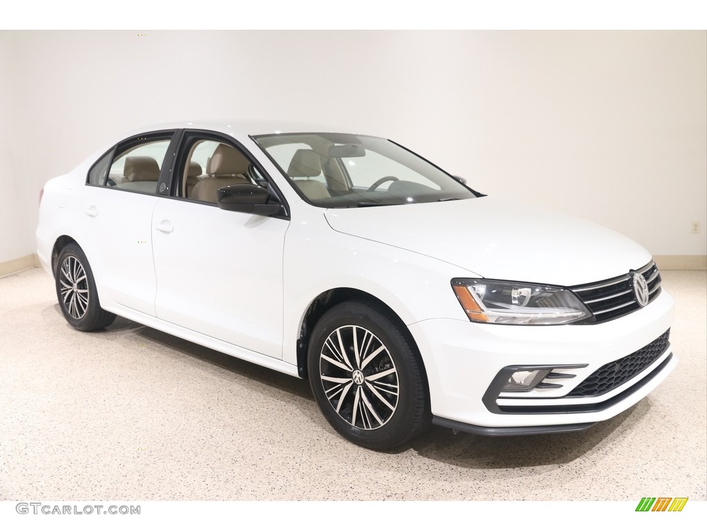 2018 Jetta Wolfsburg Edition - Pure White / Cornsilk Beige photo #1