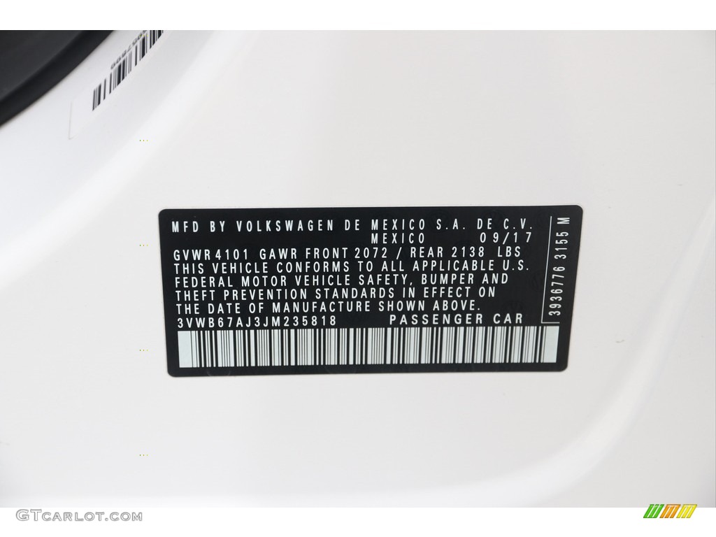 2018 Jetta Wolfsburg Edition - Pure White / Cornsilk Beige photo #23