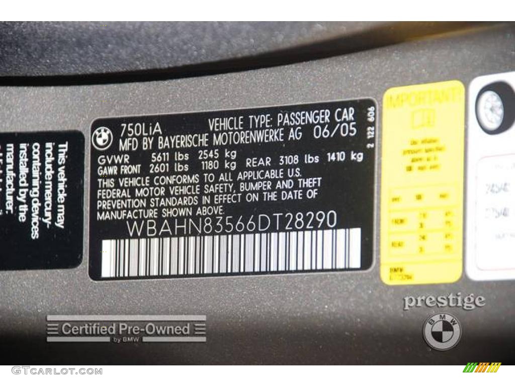 2006 7 Series 750Li Sedan - Sterling Grey Metallic / Black/Black photo #8