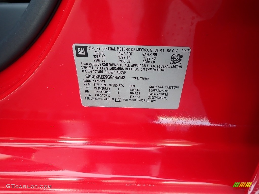 2016 Silverado 1500 LT Crew Cab 4x4 - Red Hot / Jet Black photo #16